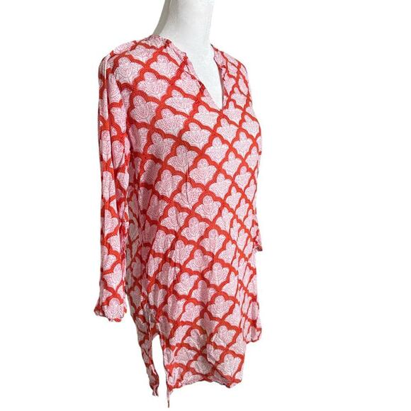 Roberta roller rabbit red white long sleeve tunic kurta jemina top size XS women - Picture 2 of 9